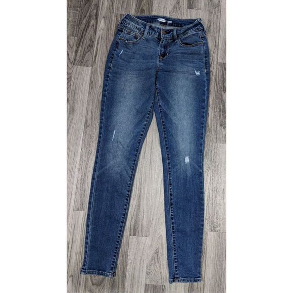 (3/$35) Old Navy Size 00 Rockstar Super Skinny Distressed Denim Blue Jeans - Picture 1 of 10